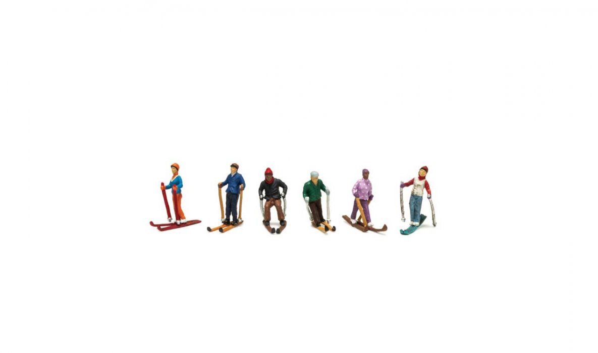 Scenic Accents(R) -- Snow Skiers pkg(6), HO, Woodland Scenics 1967