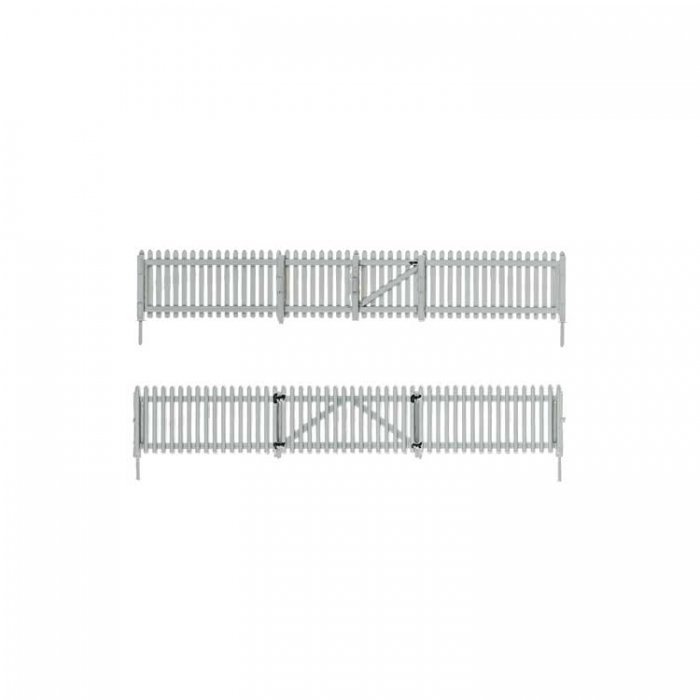 Picket Fence - Kit with Gates, Hinges & Planter Pins -- Total Scale Length: 192′ 58.5m, O, Woodland Scenics 3004