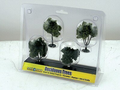 Scene-A-Rama(TM) Diorama Trees -- Deciduous Trees pkg(4) - 2 to 2-1/2′ 5.1 to 6.4cm Tall, HO, Woodland Scenics 4150