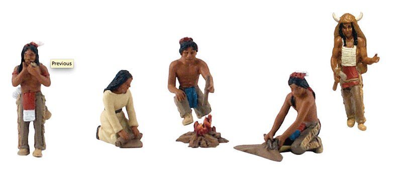 Native Americans Figures - Scene-A-Rama(R) -- pkg(5), All Scales, Woodland Scenics 4443