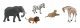 African Wildlife Figures - Scene-A-Rama(R) -- pkg(5), All Scales, Woodland Scenics 4446