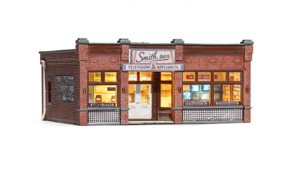 Built-&-Ready(R) - Assembled -- Smith Brothers TV & Appliance Store, N, Woodland Scenics 4959