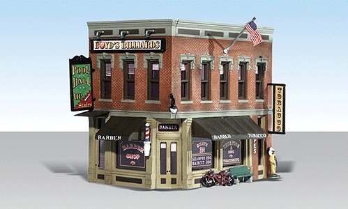 Corner Emporium - Built-&-Ready Landmark Structures(R) -- Assembled - 4-3/16 x 2-3/4′ 10.6 x 7c, HO, Woodland Scenics 5024