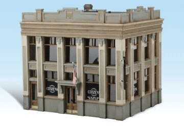 Citizens Savings & Loan - Built-&-Ready Landmark Structures(R) -- Assembled - 5-1/2 x 4-1/8′ 14, HO, Woodland Scenics 5033