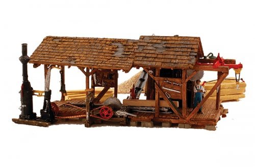 Buzz`s Sawmill - Built & Ready Landmark Structures(R) -- Assembled - 7-1/2 x 5-7/8` 19 x 14.9 c, HO, Woodland Scenics 5044