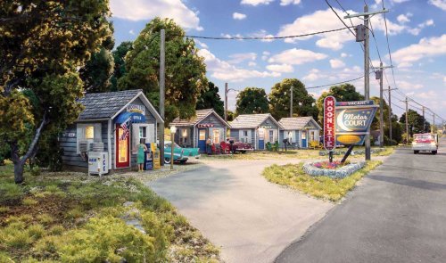 Moonlite Motor Court - Built-&-Ready(R) Landmark Structure(R) -- Includes Office and 3 Rooms, HO, Woodland Scenics 5073