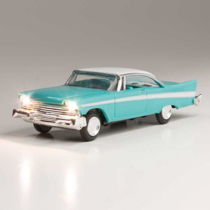 Just Plug(R) Lighted Vehicle -- Fancy Fins (turquoise, white), HO, Woodland Scenics 5600