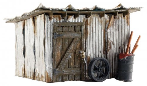 Tin Shack - Built-&-Ready(R) Landmark Structures(R) -- Assembled - 2-5/8 x 2-1/8 x 2-1/8′ 6.7 x , O, Woodland Scenics 5856