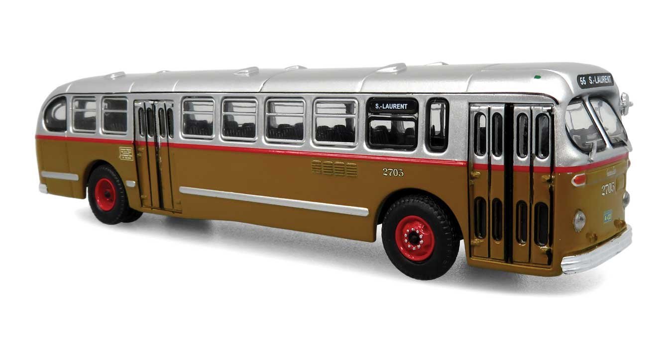 1940s-1950s ACF Brill CD-44 Transit Bus - Assembled -- Montreal STM (silver, gold, red), HO, Iconic Replicas 870369