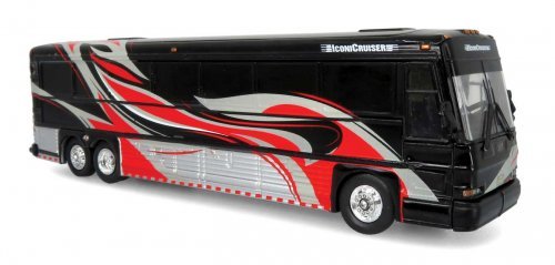 MCI D4000 Coach - Assembled -- IconiCruiser (black, red, silver), HO, Iconic Replicas 870479