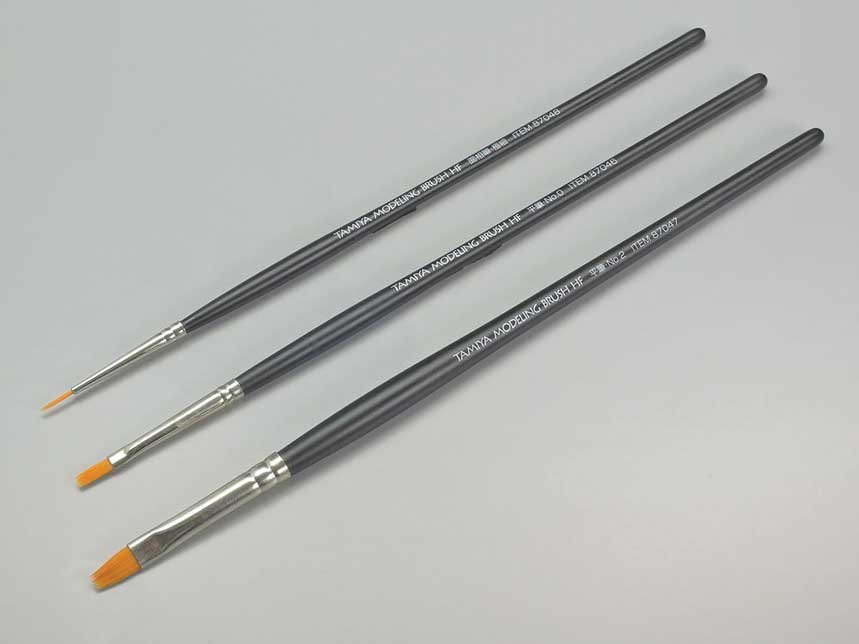 High Finish Standard Brush Set -- 1 Each: 0 Flat, 2 Flat, Untra-Fine Pointed, All Scales, Tamiya Paints 87067