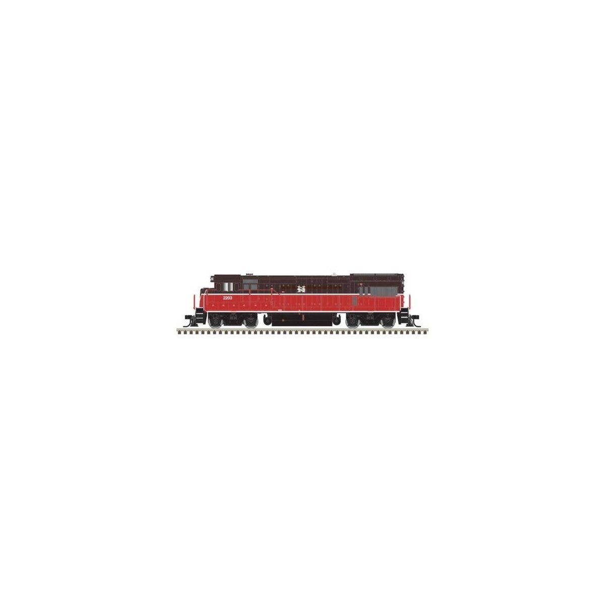 GE U23B - Standard DC - Master Silver -- Naugatuck Railroad 2205 (brown, orange, white), HO, Atlas Model Railroad Co. 10004905