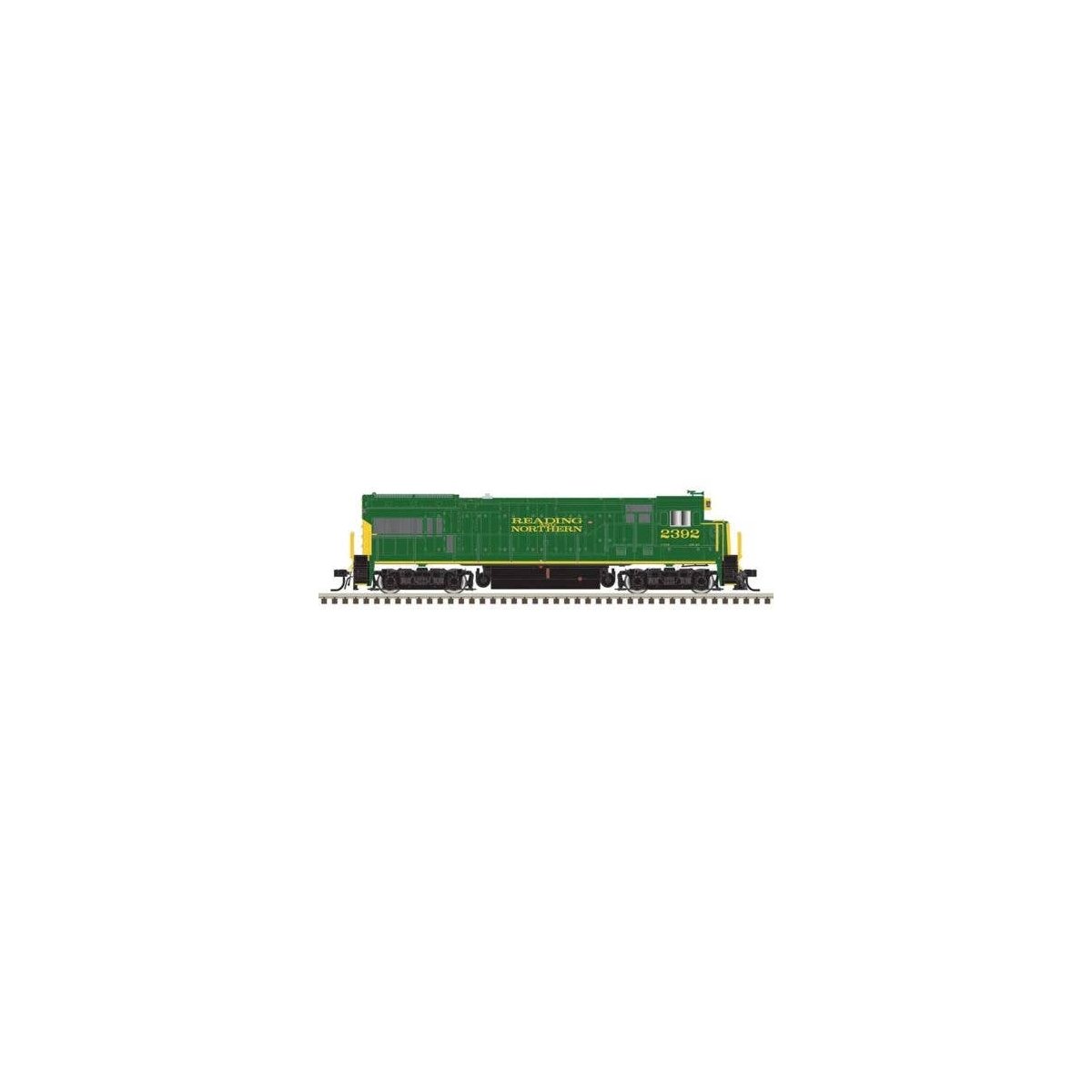 GE U23B - Standard DC - Master Silver -- Reading, Blue Mountain & Northern 2392 (green, yellow, black), HO, Atlas Model Railroad