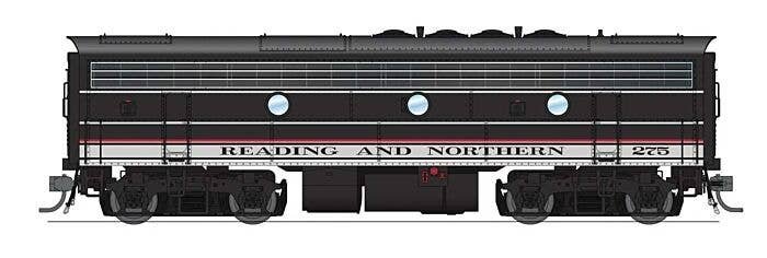 EMD F7B - Standard DC - Stealth -- Reading & Northern 275 (2020s Excursion Scheme, black, white, red), HO, Broadway Limited Impo