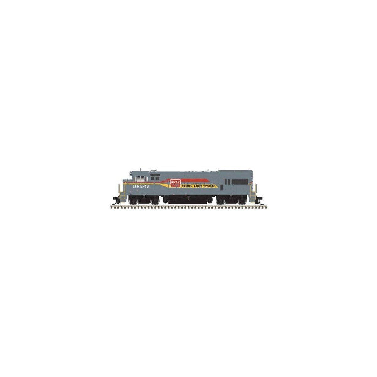 GE U23B - Standard DC - Master Silver -- Family Lines L&N 2711 (gray, yellow, red), HO, Atlas Model Railroad Co. 10004902