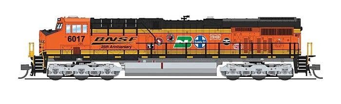 GE ES44AC GEVO - Standard DC - Stealth -- BNSF Railway 6017 (25th Anniversary Scheme, orange, black, yellow), N, Broadway Limite