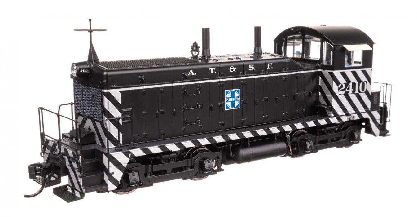 EMD NW2 - Standard DC -- Atchison, Topeka & Santa Fe 2410 (A. T. & S. F. Zebra Scheme, black, whit, HO, WalthersProto 50501