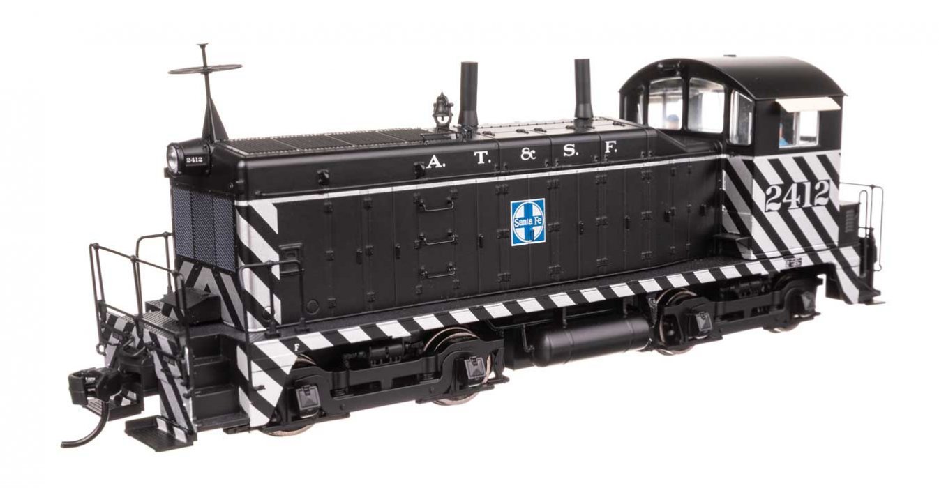 EMD NW2 - Standard DC -- Atchison, Topeka & Santa Fe 2412 (A. T. & S. F. Zebra Scheme, black, whit, HO, WalthersProto 50502