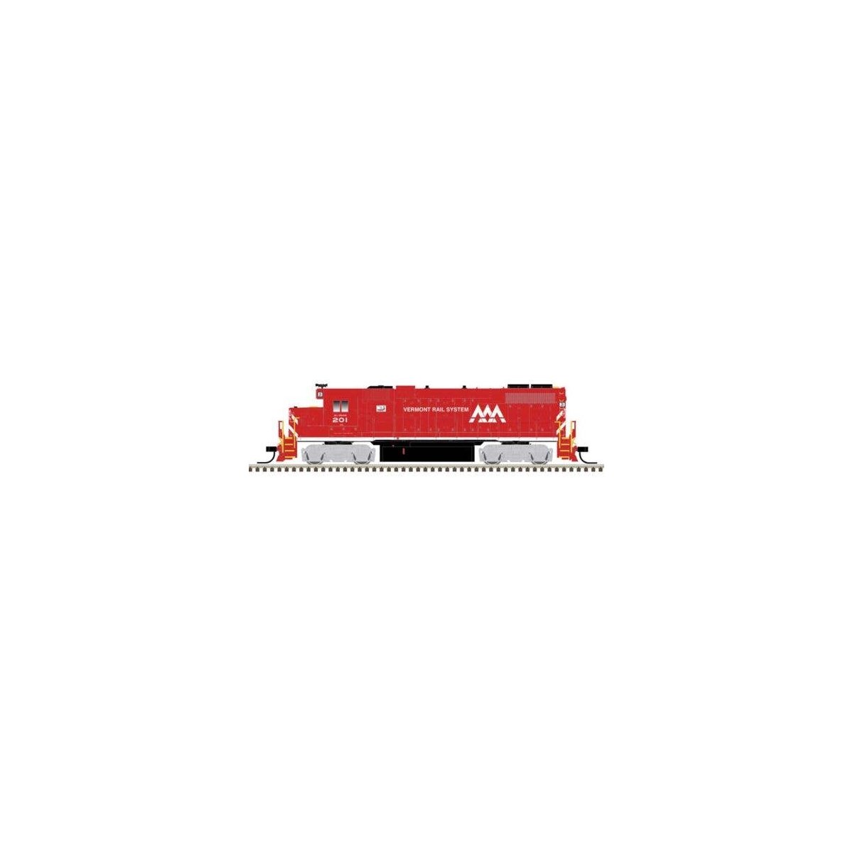 EMD GP38-2 Low Nose - Standard DC - Master Silver -- Vermont Railway 201 (2022 Scheme, red, white), N, Atlas Model Railroad Co. 