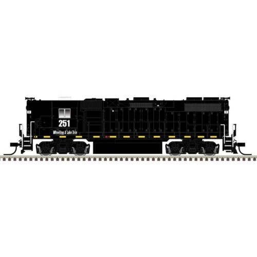 EMD GP38-2 High Nose - Standard DC - Master Silver -- Wheeling & Lake Erie 251 (black, white, yellow frame stripes), N, Atlas Mo