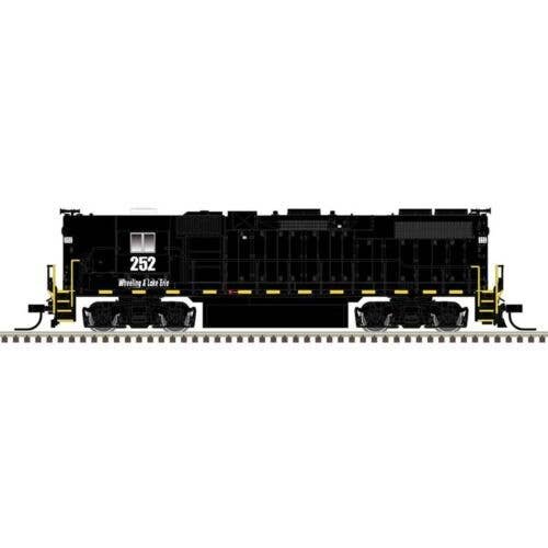EMD GP38-2 High Nose - Standard DC - Master Silver -- Wheeling & Lake Erie 253 (black, white, yellow frame stripes), N, Atlas Mo