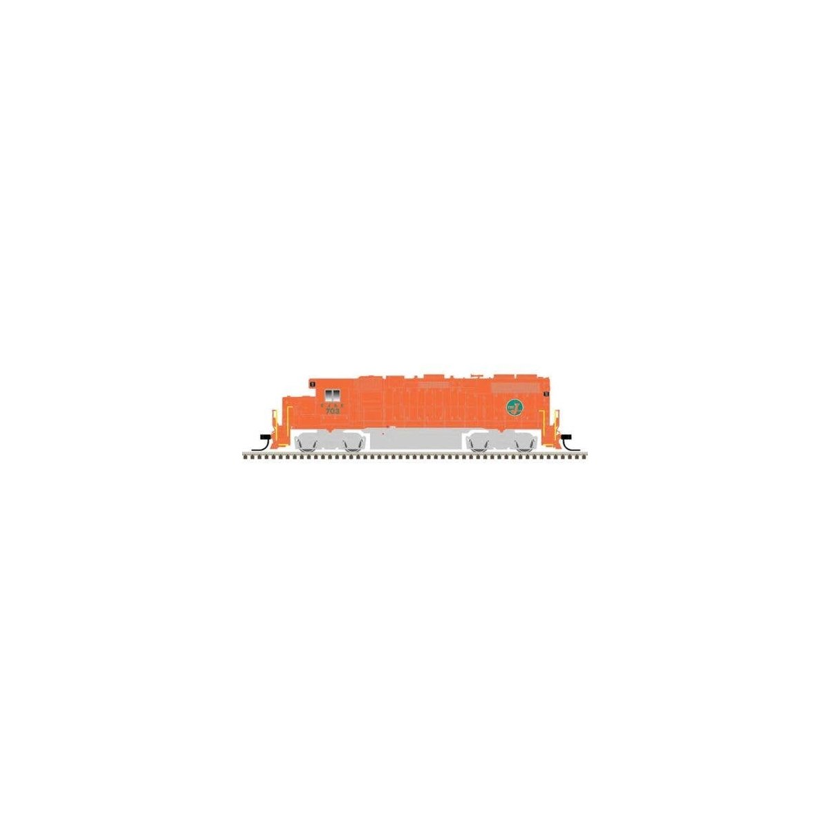 EMD GP38-2 Low Nose - Standard DC - Master Silver -- Elgin, Joliet & Eastern 703 (orange, silver, green J Ball Logo), N, Atlas M