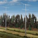 Modern High Voltage Transmission Towers - Kit -- Each Pole Stands 9-3/4′ 24.7cm Tall, HO, Walthers Cornerstone 3343