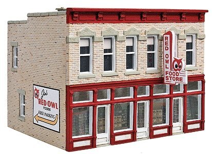 Jim`s Red Owl -- Kit - 4-1/4 x 3-5/8 x 3-3/8` 10.8 x 9.2 x 8.6cm, HO, Walthers Cornerstone 3472