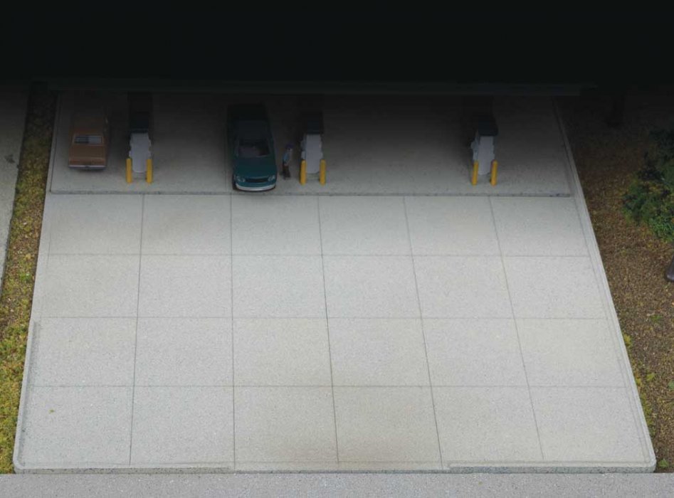 Modern Parking Lot - 8 Sections -- Kit - Each Section: 5-3/4 x 2-7/8 x .050′ 14.6 x 7.3 x 0., N, Walthers Cornerstone 3886