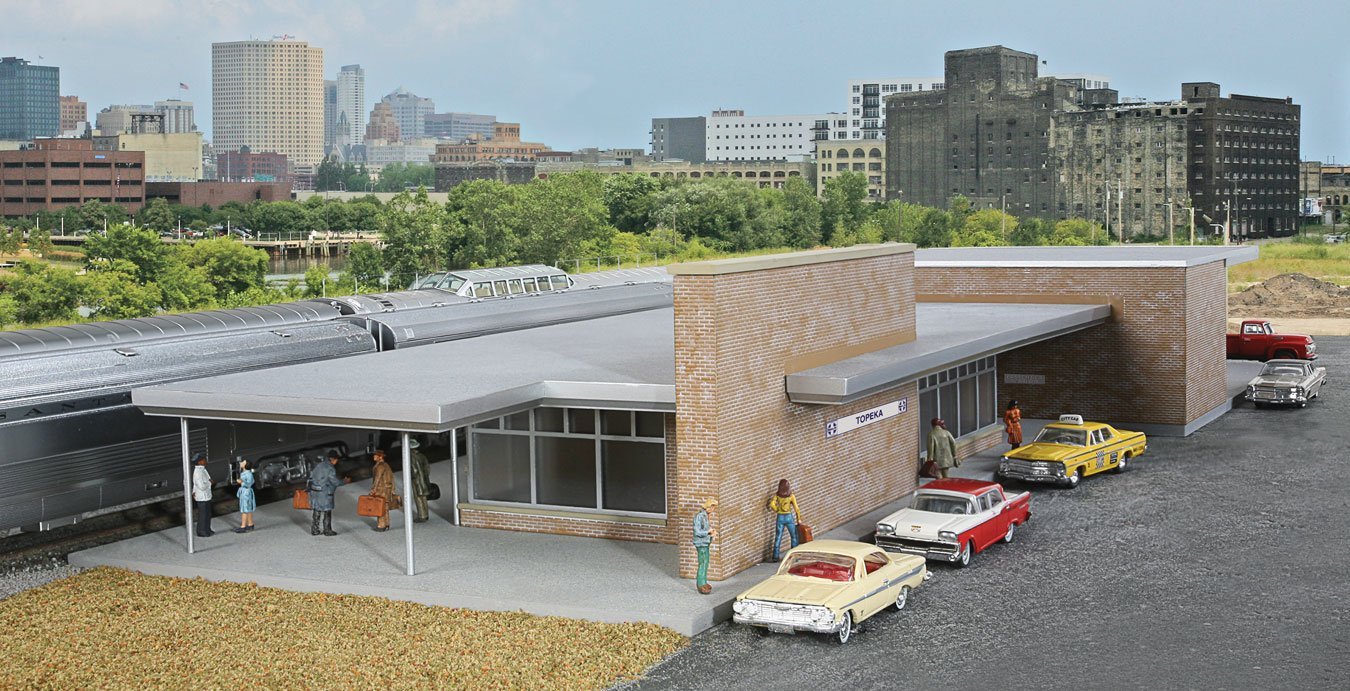 Modern Brick Santa Fe Station -- Kit - 21-13/16 x 8-1/16 x 3′ 55.5 x 20.4 x 7.6cm, HO, Walthers Cornerstone 4064