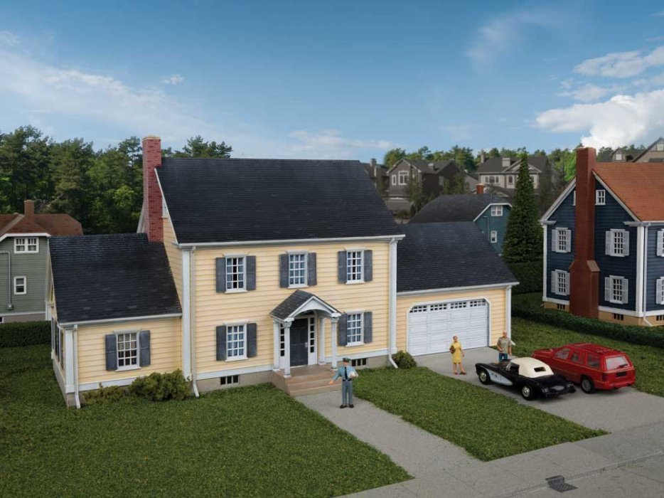 Executive House -- Kit - 9-15/16 x 5 x 4-3/4′ 25.2 x 12.7 x 12cm, HO, Walthers Cornerstone 4154