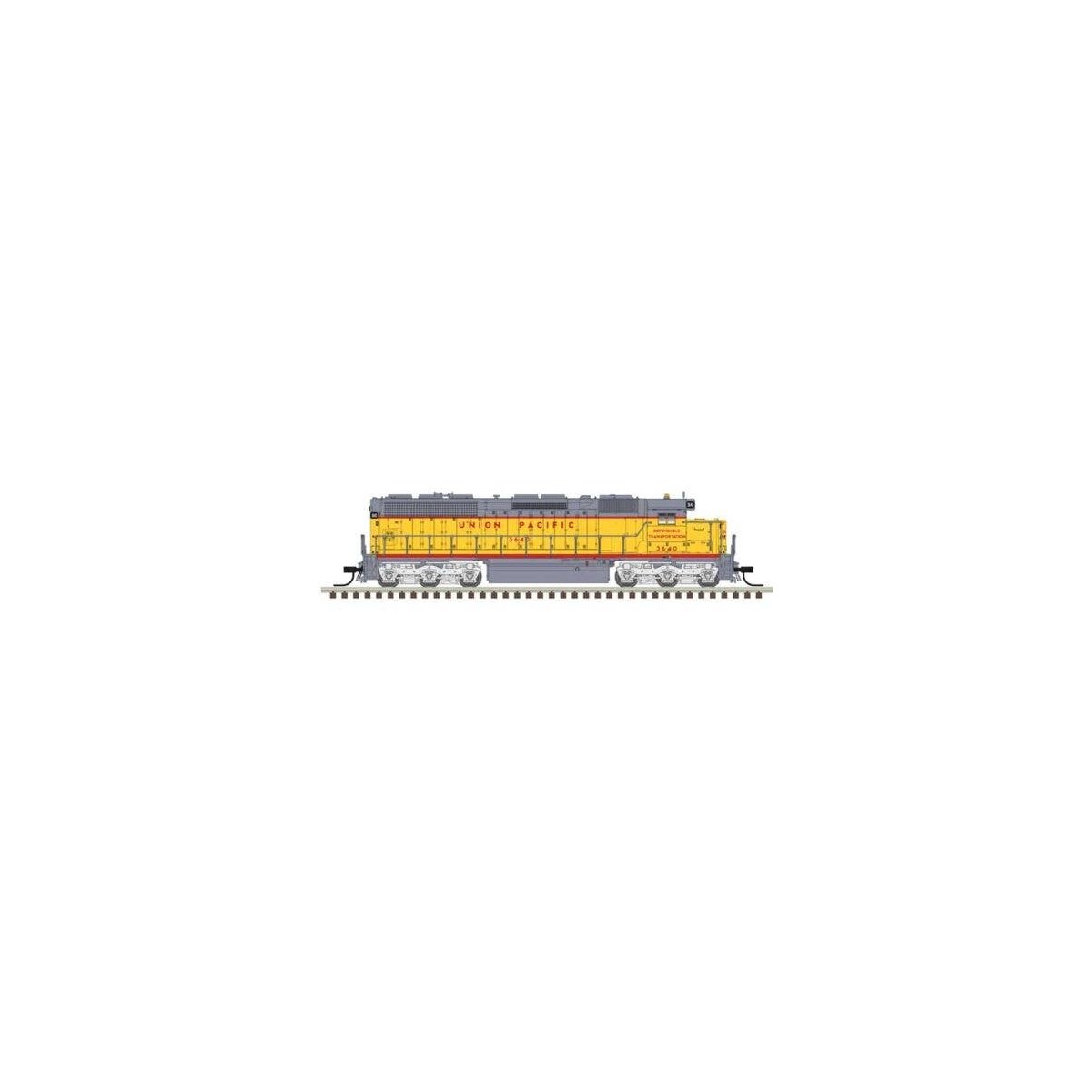 EMD SD45 Low Nose - Standard DC - Master(R) Silver -- Union Pacific 3640 (Armour Yellow, gray, red), N, Atlas Model Railroad Co.