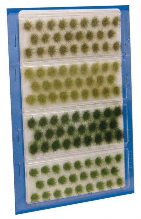 Grass Tufts - 1/4′ 0.6cm Tall pkg(104) -- Wild Mix Short, HO, Walthers SceneMaster 1134