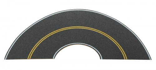 Flexible Self-Adhesive Paved Roadway -- Vintage and Modern Curves (solid double yellow cente, HO, Walthers SceneMaster 1253