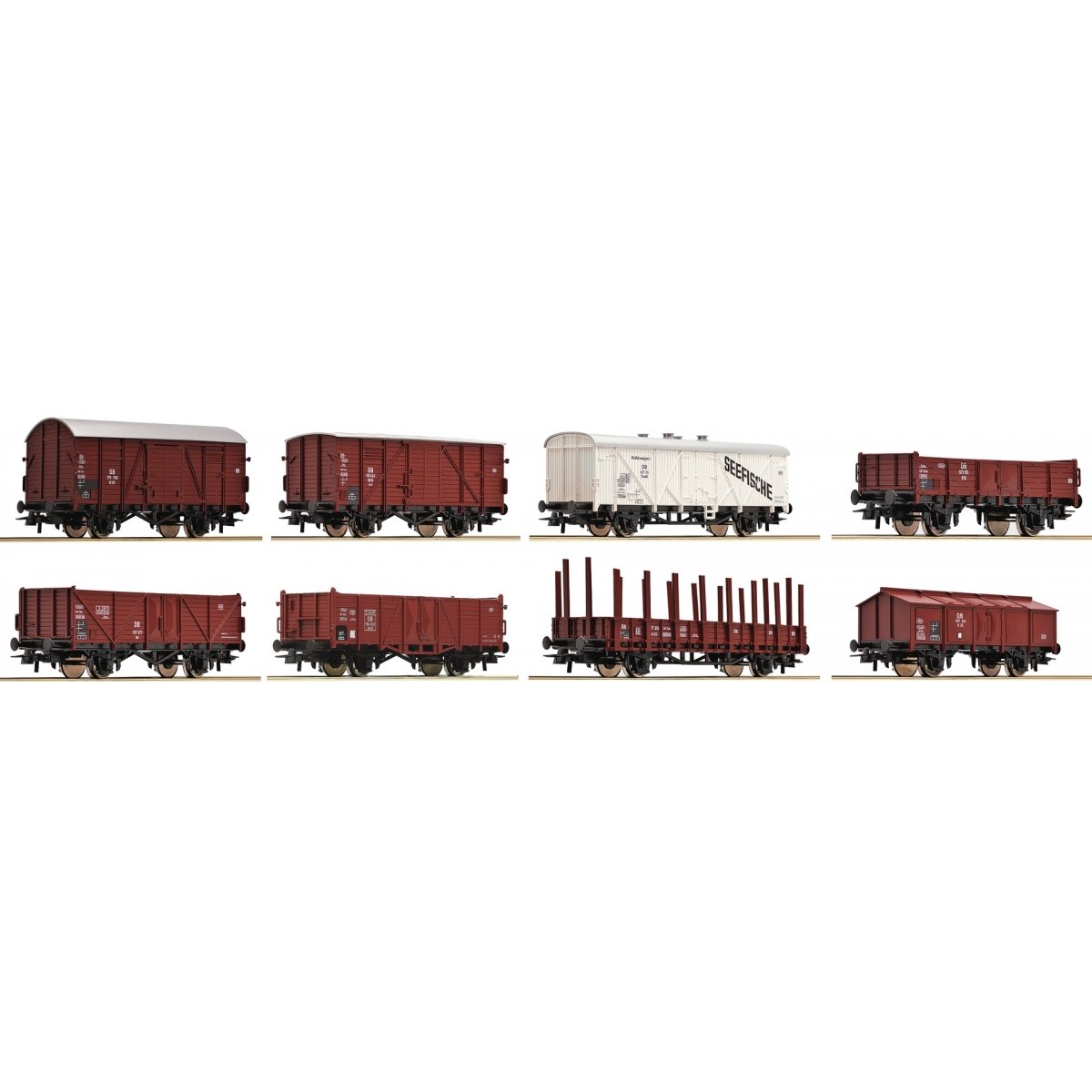 8 piece set -- 8-tlg. Set -- Goods wagons - DB - HO - Roco Fleischmann 44002