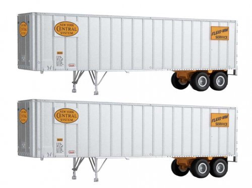 Flexi-Van 40′ Trailer 2-Pack - Assembled -- New York Central 1 (Yellow Logo Flexi-Van Placar, HO, Walthers SceneMaster 2606