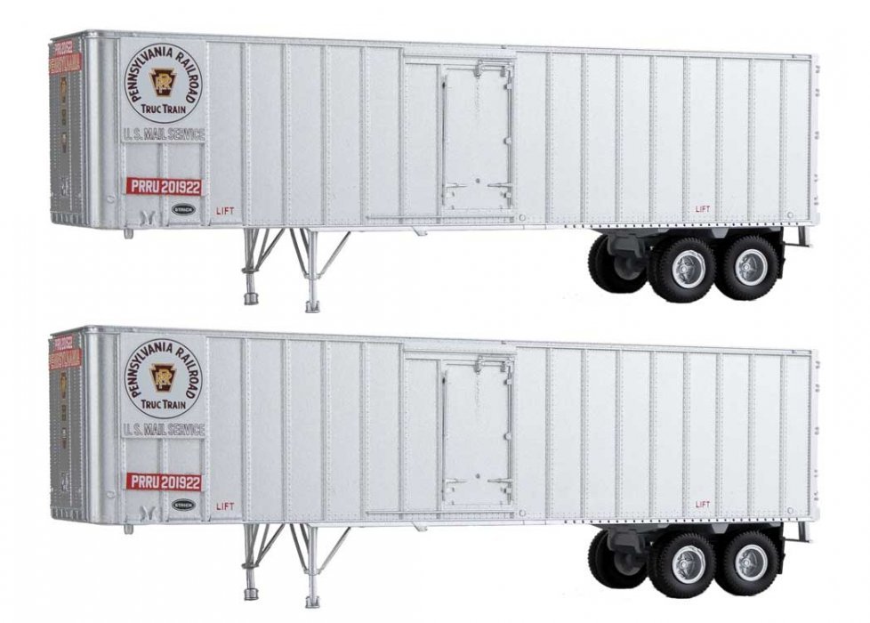 Flexi-Van 40′ Trailer 2-Pack - Assembled -- Pennsylvania Railroad (Truc-Train side doors), HO, Walthers SceneMaster 2609
