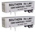 Flexi-Van 40′ Trailer 2-Pack - Assembled -- Southern Railway (Containerized Freight end door, HO, Walthers SceneMaster 2614