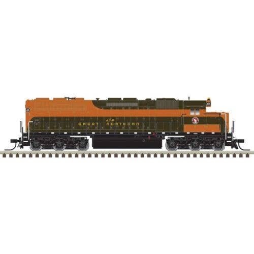 EMD SD45 Low Nose - Standard DC - Master(R) Silver -- Great Northern 408 (Omaha Orange, green, yellow), N, Atlas Model Railroad 