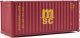 20′ Corrugated Container - Assembled -- Mediterranean Shipping Co. (MSC) (red), HO, Walthers SceneMaster 8059
