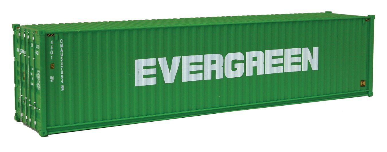 40′ Hi Cube Corrugated Side Container - Assembled -- Evergreen, HO, Walthers SceneMaster 8258