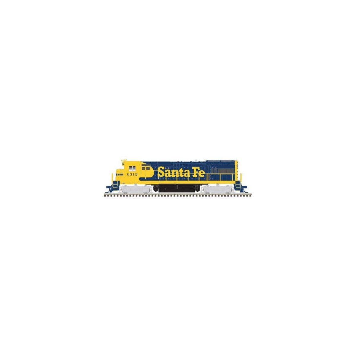 GE U23B - Standard DC - Master Silver -- Santa Fe 6318 (Warbonnet, blue, yellow), N, Atlas Model Railroad Co. 40006176