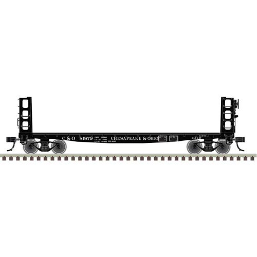 42′ Pulpwood Flatcar with Load - Ready to Run -- Chesapeake & Ohio 81862 (black), HO, Atlas Model Railroad Co. 20007577