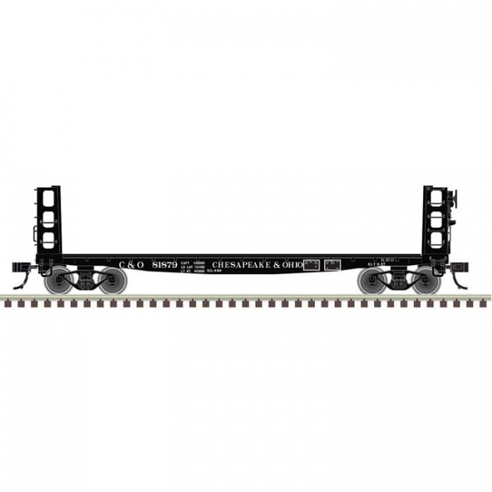 42′ Pulpwood Flatcar with Load - Ready to Run -- Chesapeake & Ohio 81862 (black), HO, Atlas Model Railroad Co. 20007577