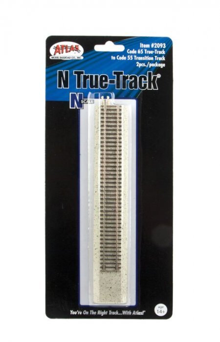 Code 55 to Code 65 True-Track Transition Track -- pkg(2), N, Atlas Model Railroad Co. 2093