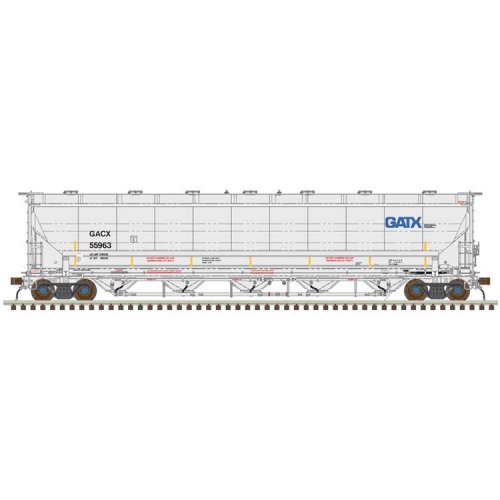 Trinity 5660 PD Covered Hopper - Ready to Run -- GATX GACX 55767 (gray, black, blue G, N, Atlas Model Railroad Co. 50006839