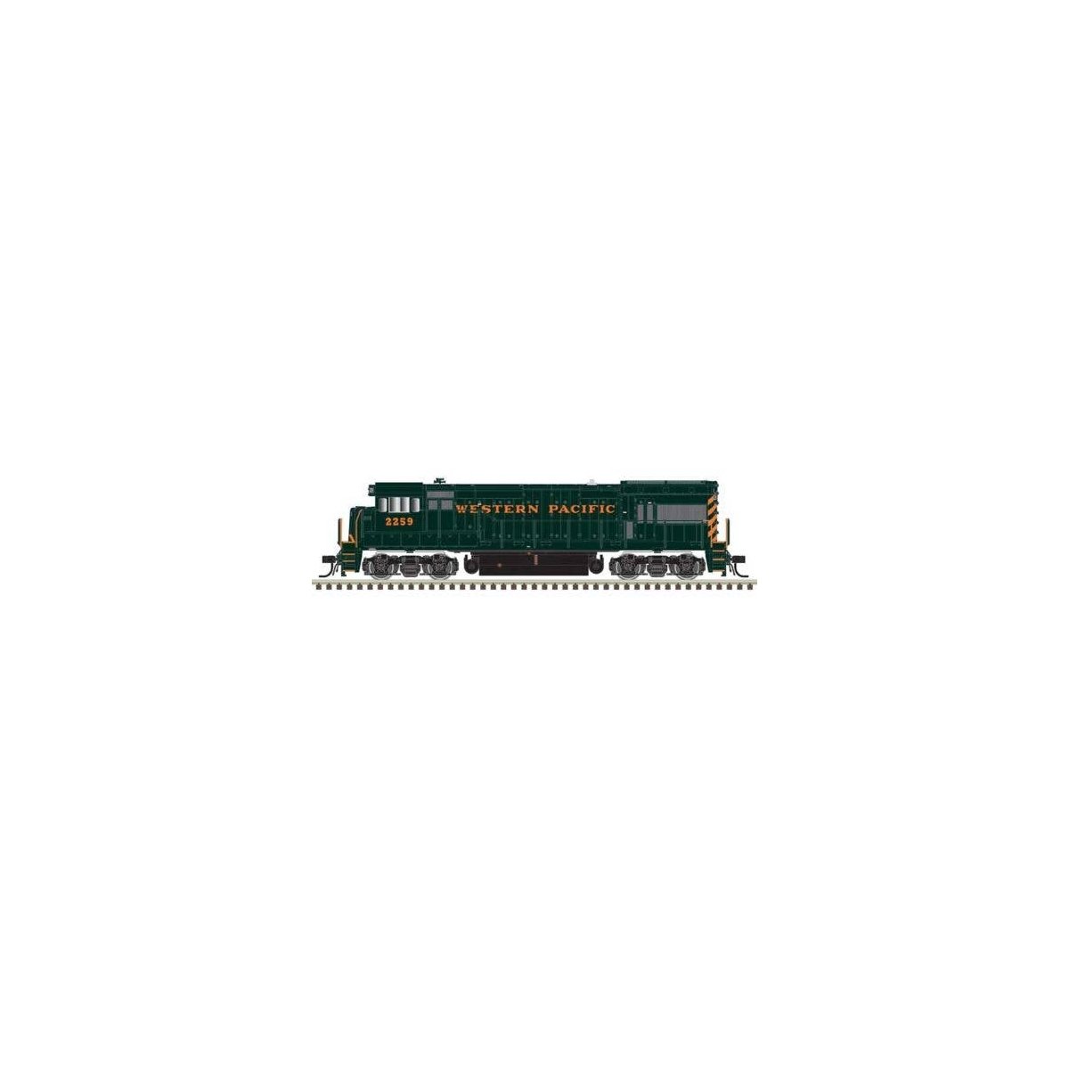 GE U23B - Standard DC - Master Silver -- Western Pacific 2259 (green, orange, Stepped WP on Nose), N, Atlas Model Railroad Co. 4