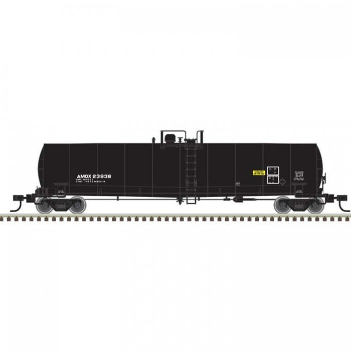 ACF 23,500-Gallon Tank Car - Ready to Run - Master(R) -- Amoco AMOX 23938 (black, rep, N, Atlas Model Railroad Co. 50006961