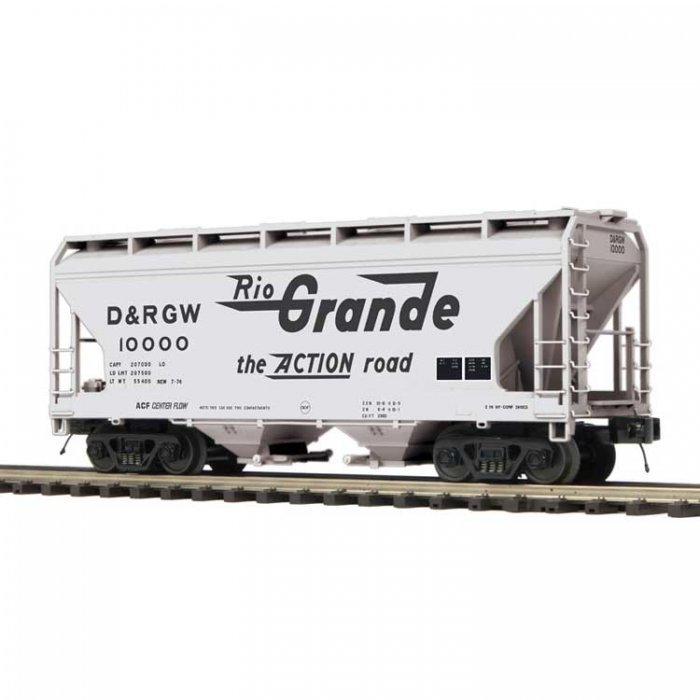2-Bay Centerflow Covered Hopper - 3-Rail - Premier -- Denver & Rio Grande Western (gray, black, Flying , O, Atlas O 3001891