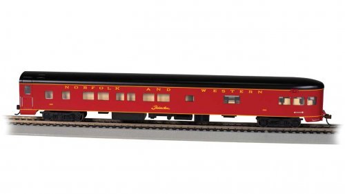 85′ Smooth-Side Observation - Lighted - Ready to Run -- Norfolk & Western 582 (maroon, black, HO, Bachmann Industries 14314